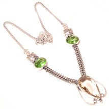 Smoky Quartz Green Amethsyt Gemstone Fashion Necklace Jewelry 18&quot; SA 312 - £7.17 GBP