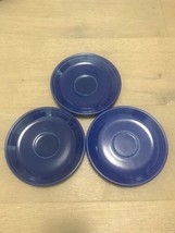 3 Vtg Fiesta Cobalt Blue 6.5&quot; Small Plates Homer Laughlin Hlc Fiestaware - £23.46 GBP
