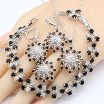 Ite zircon silver color wedding jewelry sets for women earrings bracelet rings necklace thumb200