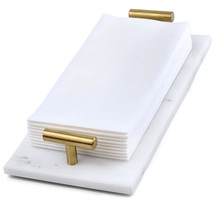 Guest Towel Holder Tray For Bathroom - White Marble Tray - Napkin Holder... - £58.20 GBP