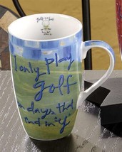 Golf Themed Coffee Mug 13 oz Joyce Shelton Artist with Sentiment Ceramic Blue image 2
