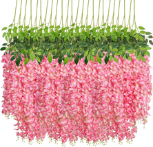 Wisteria Hanging Flowers 24Pcs 3.6Ft Artificial Vines Fake Garland Silk Flower S - £38.11 GBP