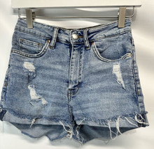 H&amp;M Cut Off Stretch Denim Shorts 5 Pocket Distressed 2 - £13.83 GBP