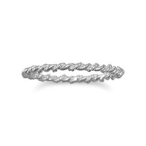 Thin Twisted Precious Metallic Stacking Midi Ring for Women 925 Sterling Silver - £43.90 GBP