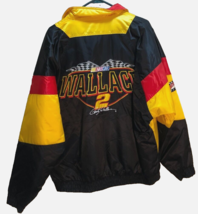 Rusty Wallace #2 NASCAR Vintage 90s Zip Sewn Black Nutmeg Nylon Racing Jacket L - £52.24 GBP