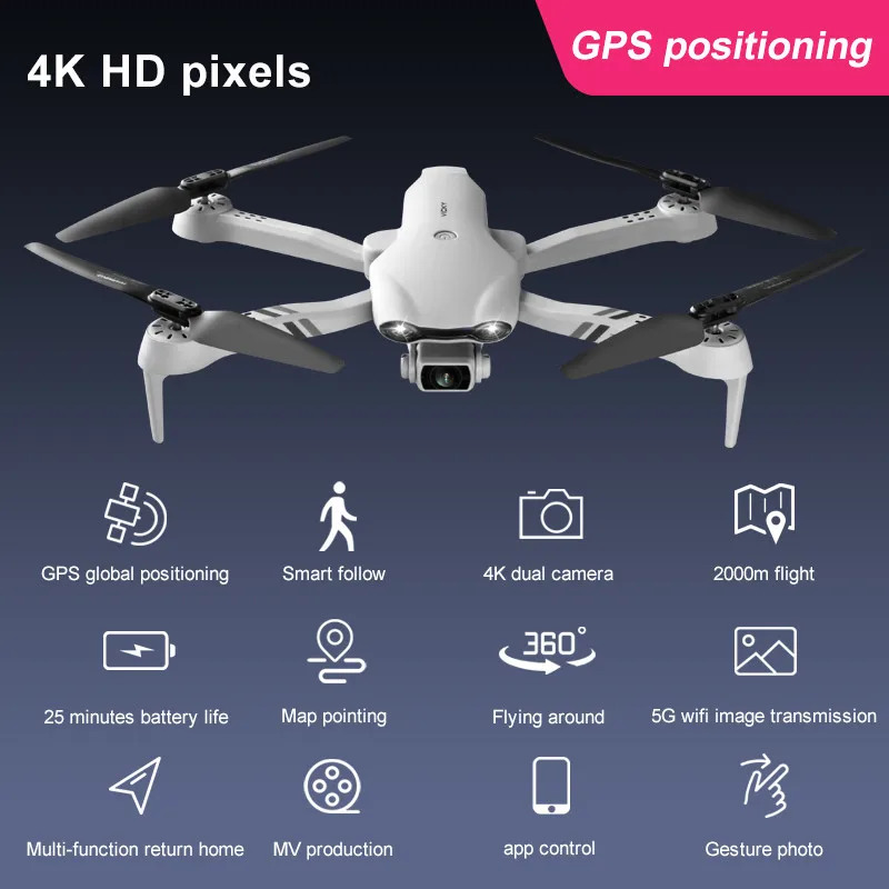 New Rc F10 Drone 10K Hd Dual Camera Gps 5G Wifi Drone Wide Angle Fpv Real Time - £88.38 GBP+