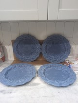 Fitz and Floyd Country Blues Chop Plate Set, Vintage Large 13&quot;, Set of 4... - $99.00