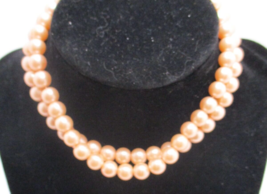 Double Strand Faux Champagne Pearl Choker 14&quot; Long Vintage - £11.93 GBP