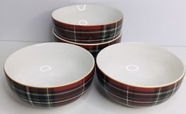 4 Cereal Bowls Red Winter Christmas Plaid New - £32.87 GBP