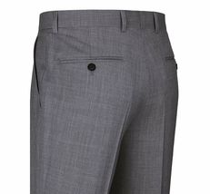 Men Renoir Flat Front Pants 100% Wool Super 140's Classic Fit 508-3 Mid gray image 4