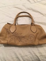Cole Haan village hobo embroidered leather bag tan beige - £52.22 GBP