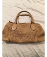 Cole Haan village hobo embroidered leather bag tan beige - £51.62 GBP