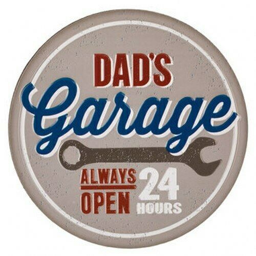 Dad's Garage Always Open 24 hours 4 3/4" Magnet Sign Fathers Day Free Ship NEW - £5.34 GBP