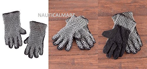 NauticalMart Larp Armor SCA Chainmail Gloves Finished Galvanized