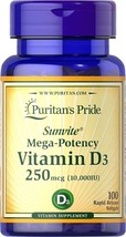 Puritan&#39;S Pride Vitamin D3 10000 IU Bolsters Health Immune System Support ...... - £4.69 GBP