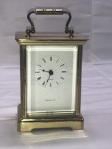 Tiffany &amp; Co. 5&quot; Brass Carriage Clock Made In Germany, L.M.G, Quartz AA ... - £165.49 GBP