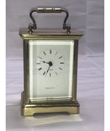 Tiffany &amp; Co. 5&quot; Brass Carriage Clock Made In Germany, L.M.G, Quartz AA ... - £165.55 GBP
