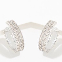 0.26CT Round Natural Diamond Hoop Huggies Earrings 14K White Gold Plated Silver - £172.83 GBP