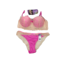 Hers By Herman Bra &amp; Panties Set 34C W MEDIUM Panties Pink W Beige Bikin... - $16.01