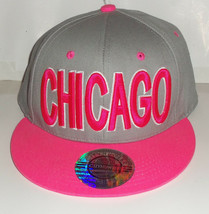 Nwt Mens City Hunter Usa &quot;Chicago&quot; Gray W/ Pink Novelty Baseball Hat - Snapback - £18.37 GBP