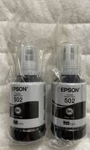 Epson 502 Black 127ml Ink Refills T502120 Lot Of 2 Genuine OEM Sealed Pa... - $33.98