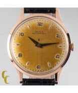 14k Oro Rosa DOXA Correa Manual Reloj W/ Único Pátina Esfera Negra Corre... - €1.270,67 EUR