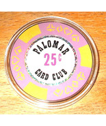 (1) 25 Cent Palomar Casino Chip - Card Club - San Diego, California - Cl... - $19.95