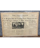 1945 Original WW2 The Saratogian Newspaper 3/1/45 WWII Lasting Peace FDR... - $39.59