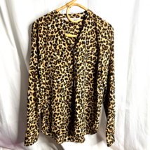 Veronica Beard Womens Button Front Leopard Print Shirt Top Blouse Sz 12 - £15.72 GBP