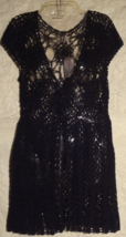BOHO HIPPIE Black Open Knit Sweater Sz.XL - £11.57 GBP