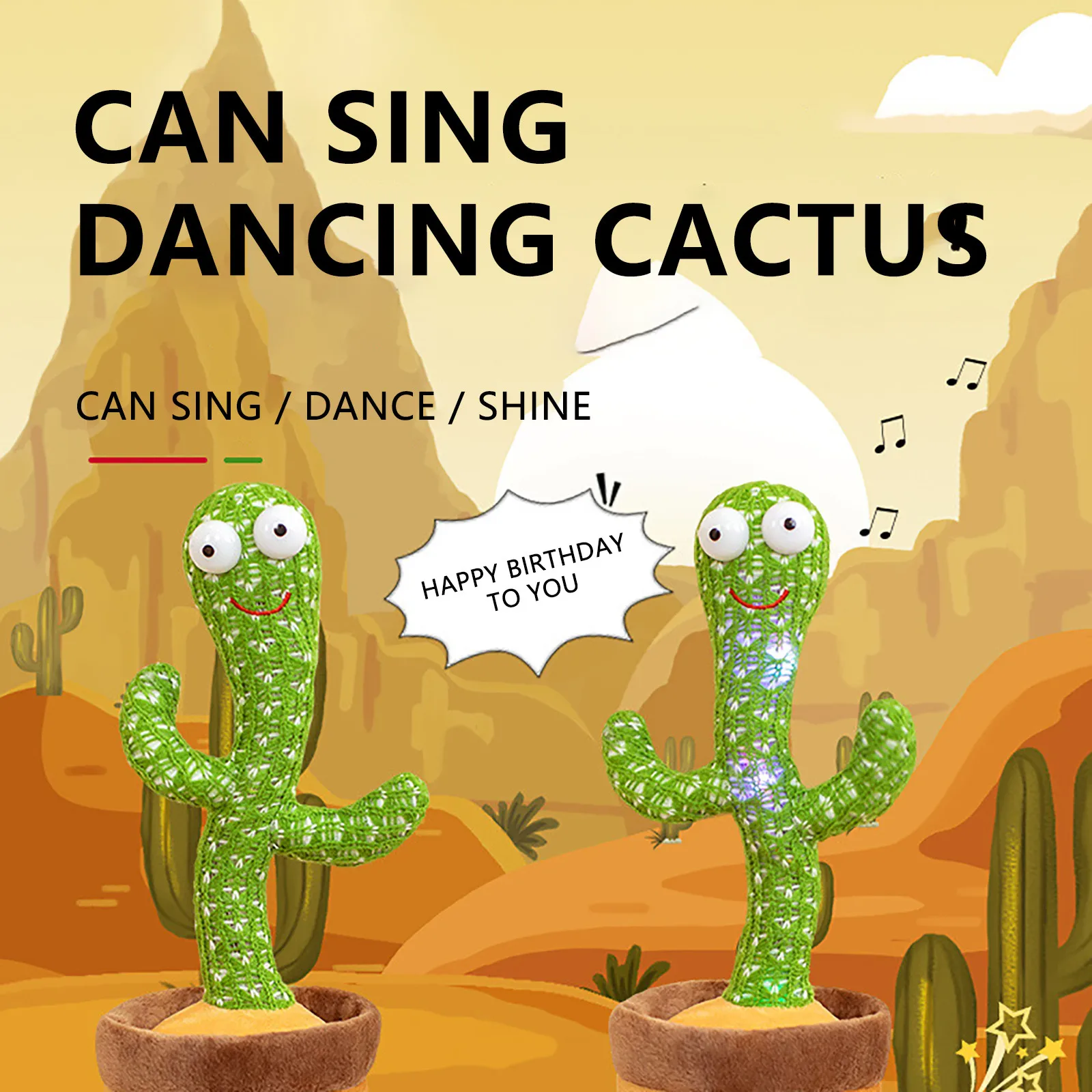 Cactus Plush Toys, Early Education Toy, Singing And Electronic - £11.60 GBP
