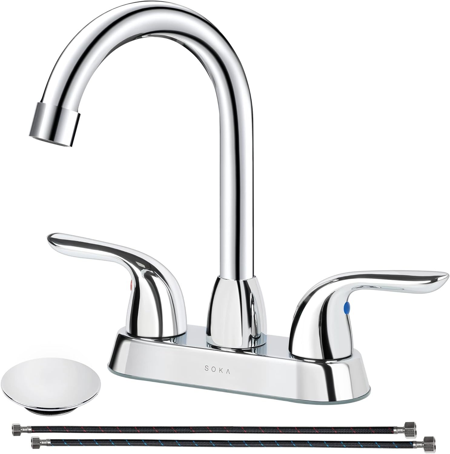 Soka Two Handles Centerset Bathroom Faucet For Sink High Arc Stainless, ... - $38.99