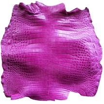 Alligator Crocodile Skin Leather Belly Glazed Hot Pink 35x115cm - £96.54 GBP
