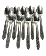 National NARCISSUS  Stainless Deco Flatware Teaspoons Lot of 9 - $42.08