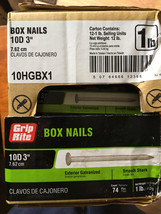 Grip Rite 10HGBX1 10D Galvanized Box Nail 3&quot; 10HGBX1 (74 Pc Pk) 12 Boxes - £34.65 GBP