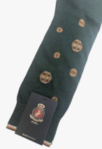 Punto Italian Mens Dress Socks Egyptian Cotton 10-13 Green Patterned Polka Dots - £15.50 GBP