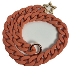 Acrylic smooth rubber coated chunky chain link strap, burnt orang, gold ... - $20.91
