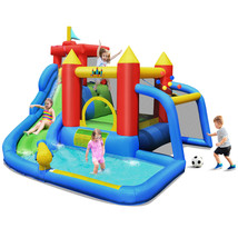 Costway Inflatable Bouncer Water Slide Bounce House Splash Pool without Blower - £340.77 GBP