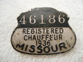 Vintage 1936 Missouri Registered Chauffeur Badge ( # 46186 ) - £23.49 GBP