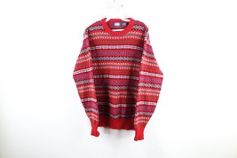 Vtg 90s Streetwear Mens Large Wool Blend Knit Rainbow Fair Isle Crewneck... - £54.71 GBP