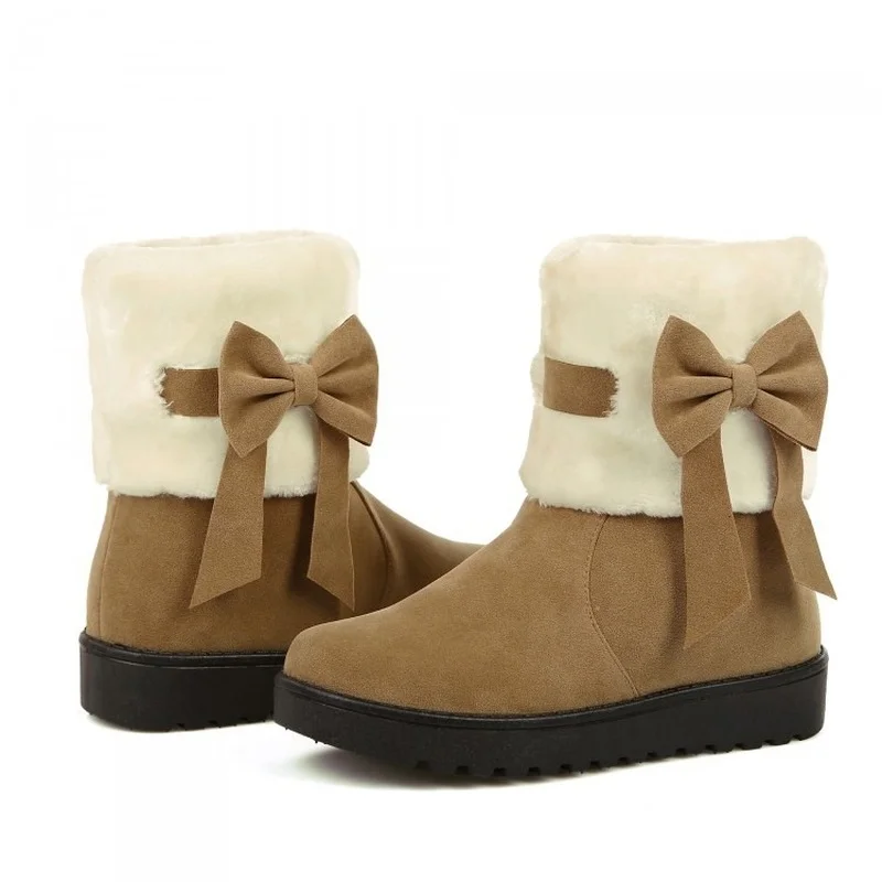 021 women bow casual short boots bare boots fur collar snow boots fur boots combat thumb155 crop