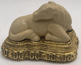 Corday Horse Solid Perfume Compact Le Cheval Vintage Gold Tone - $59.00