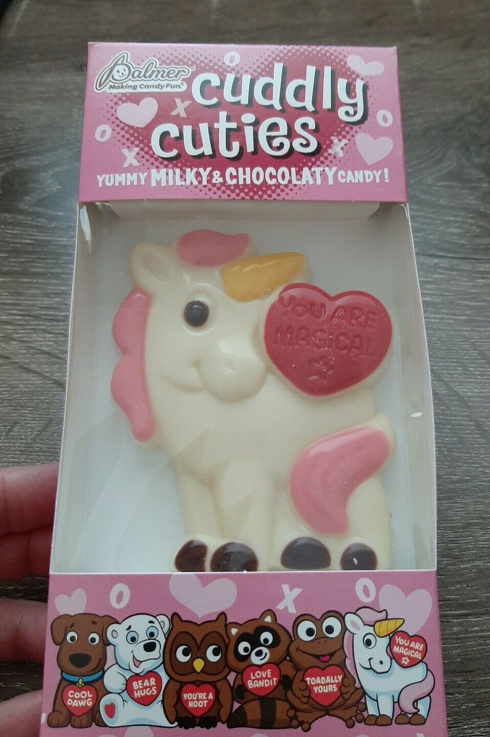 Palmer Cuddly Cuties Unicorn White Chocolate Valentines Day Candy Figure... - $11.76