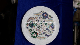 Exclusive Round Marble Dish Plate Marquetry Inlay Stone Occasional Decor... - $510.82+