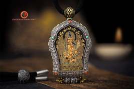 Buddha pendant. Akashagarbha bodhisattva. Ghau, Tibetan protection amulet - $852.00