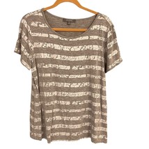 Lisa Rinna QVC Collection Gray &amp; White Striped Top M - $17.28