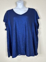 NWT Lane Bryant Women Plus Size 26/28 (3X) Blue Metallic V-neck T-shirt Short Sl - £16.72 GBP