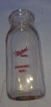 Micheel Dairy Co Davenport Iowa IA half pint Milk Bottle - $32.71