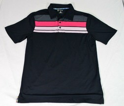 St Andrews of Scotland Polo Golf Shirt Black with Multi Color Stripes Me... - £18.82 GBP