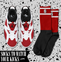 STRIPES Socks for J1 6 Carmine VI 5 Varsity Red Bred Flu Game Toro 14 Shirt - £16.36 GBP